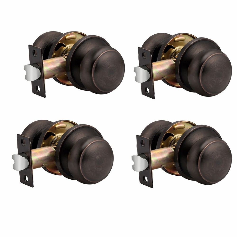 Probrico 4 Pack Oil Rubbed Bronze Passage Door Knobs Both Sides Hall Closet New